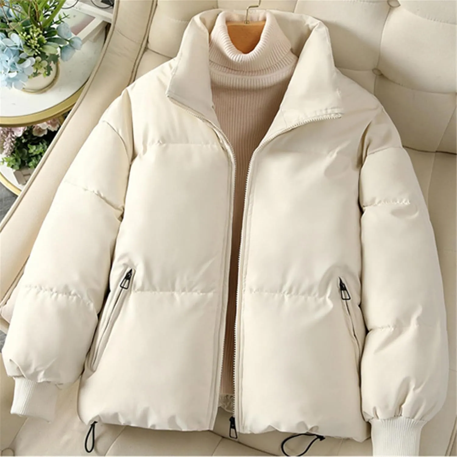 Winter Short Parka Jacket Women Thick Cotton Padded Coats Stand Collar Loose Puffer Parkas Down Jackets Outwear