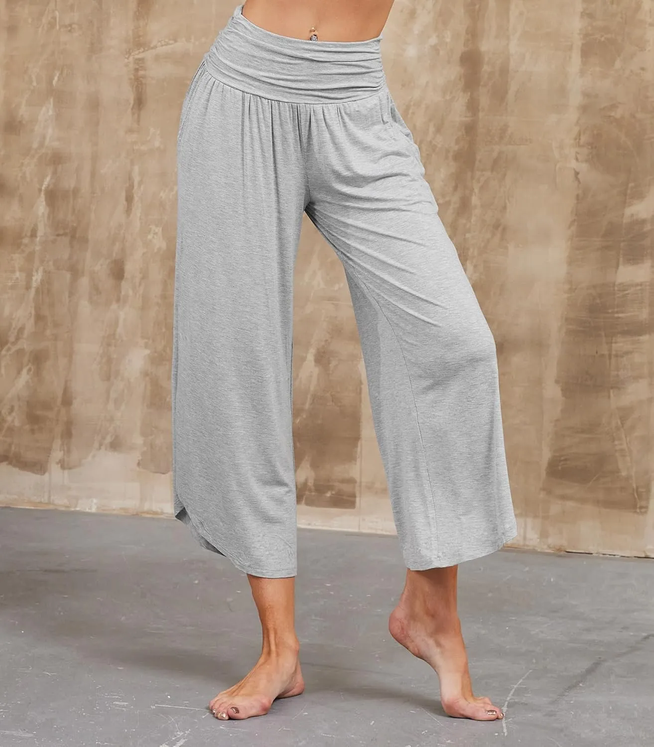 WiWi Women's Lounge Pants Wide Leg Yoga Bottoms Soft High Waist Sweatpants with Pockets Viscose from Bamboo S-XXL