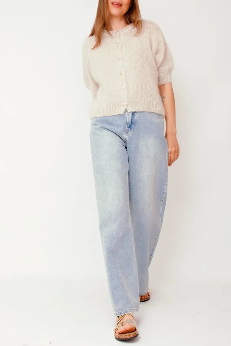 Women Short Sleeve Sweater Cropped Cardigan Button Front Knit Chunky Vest Trendy Y2k Preppy Girl Knitted Top Shirt