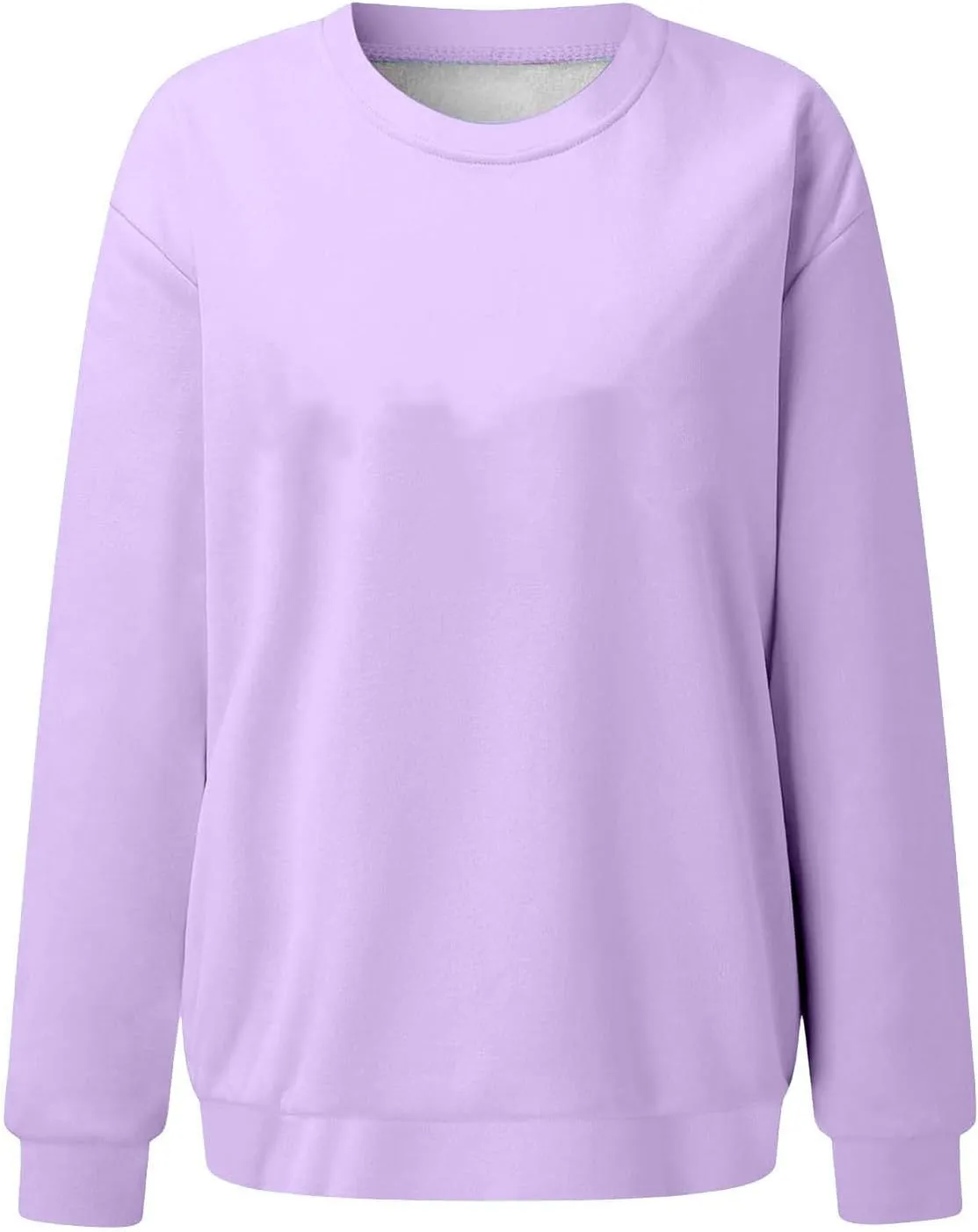 Women Solid Color Sweatshirt Long Sleeve Crewneck Pullover Fit Comfy Shirts Blouses 2025 Spring Fall Casual Tops