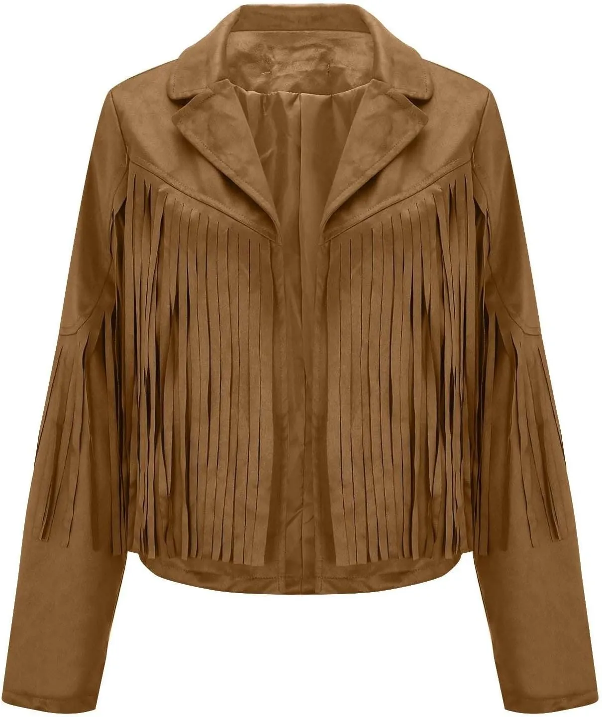 Womens Anorak Jacket Women Fringe Faux Suede Leather Jackets Fashion Tassel Motorcycle Cropped Jacket for Old