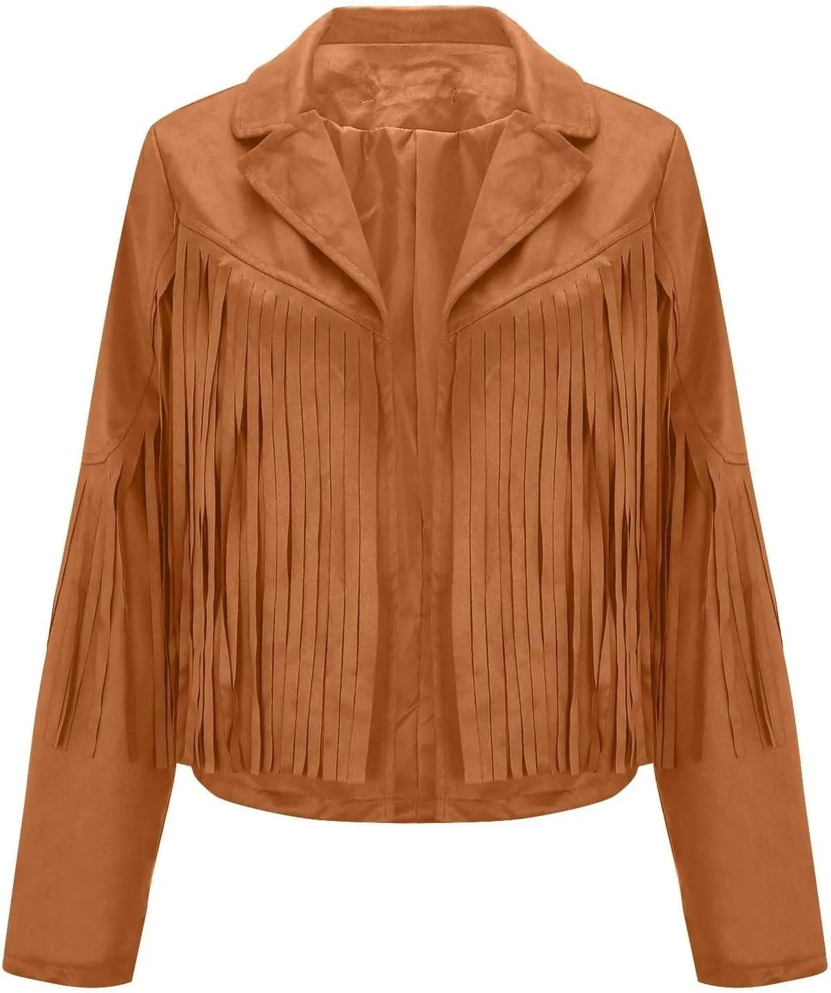 Womens Anorak Jacket Women Fringe Faux Suede Leather Jackets Fashion Tassel Motorcycle Cropped Jacket for Old