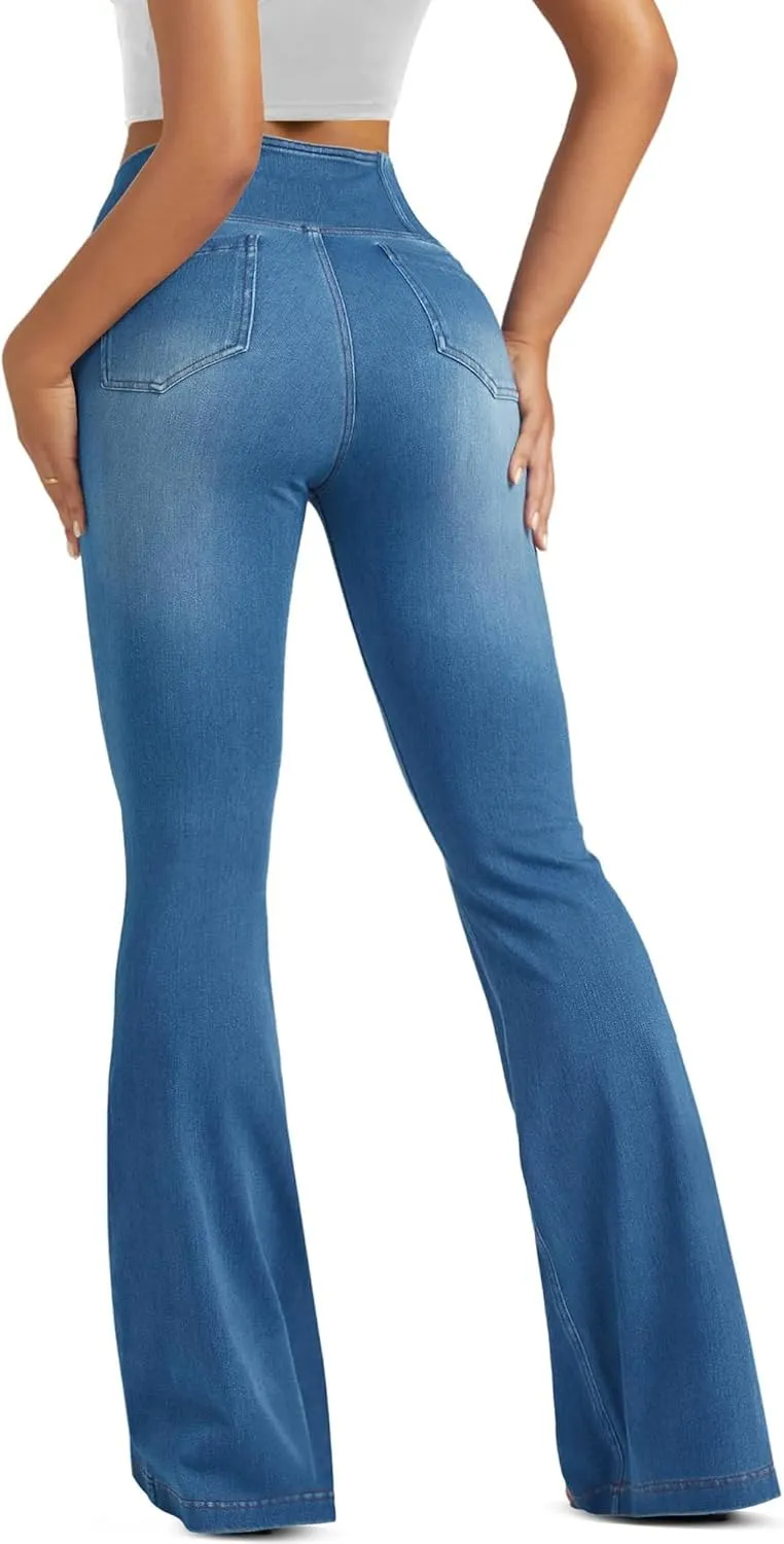 Women's Bell Bottom Jeans Low Waist Classic Stretch Flared Jeans Denim Bell Bottom Pants