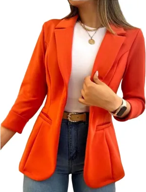 Women's Blazer Business Casual Long Sleeve Lapel Button Slim Work Office Blazer Open Front Casual Jacket Coat Workwear