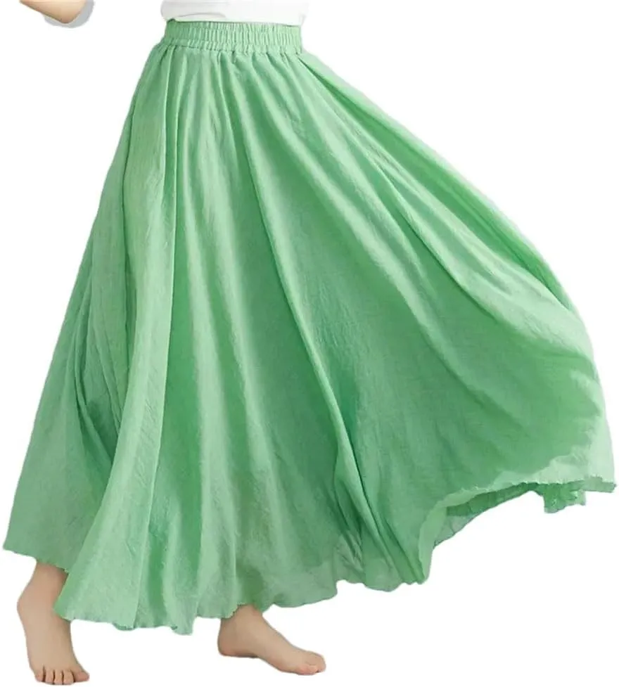Womens Casual Maxi Skirts Fashion Solid Cotton Linen Women Skirts