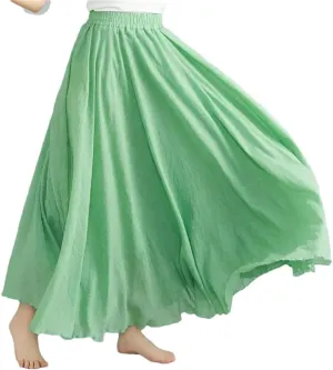 Womens Casual Maxi Skirts Fashion Solid Cotton Linen Women Skirts