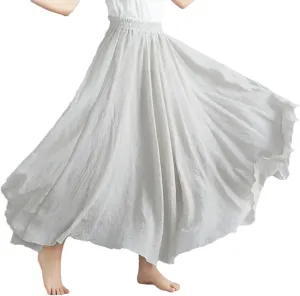 Womens Casual Maxi Skirts Fashion Solid Cotton Linen Women Skirts