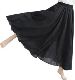 Womens Casual Maxi Skirts Fashion Solid Cotton Linen Women Skirts