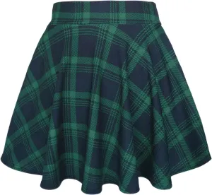 Women's Casual Stretchy Flared Mini Skirt Basic A-Line Pleated Midi Skirt Plaid Flowy Swing Skater Skirts Trendy