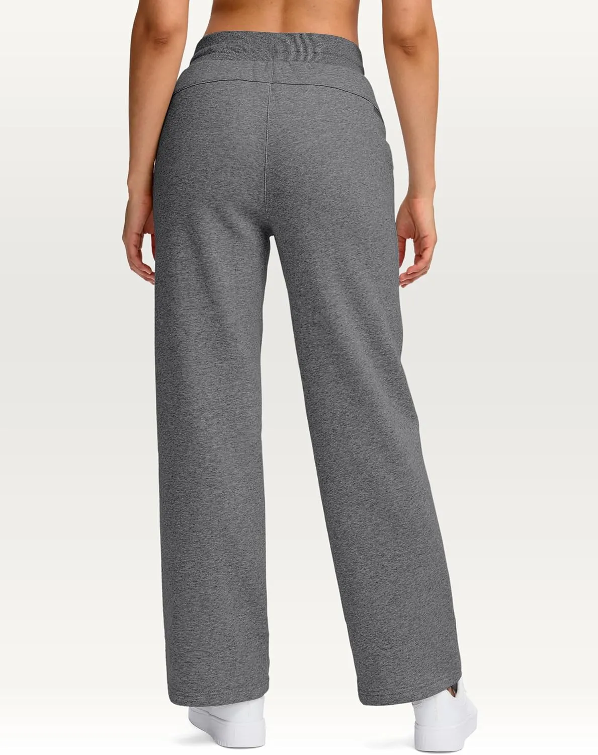 Women's Cotton Fleece Lined Straight leg Sweatpants with 3 Pocket 29" High Waisted Warm Sweatpants for Women