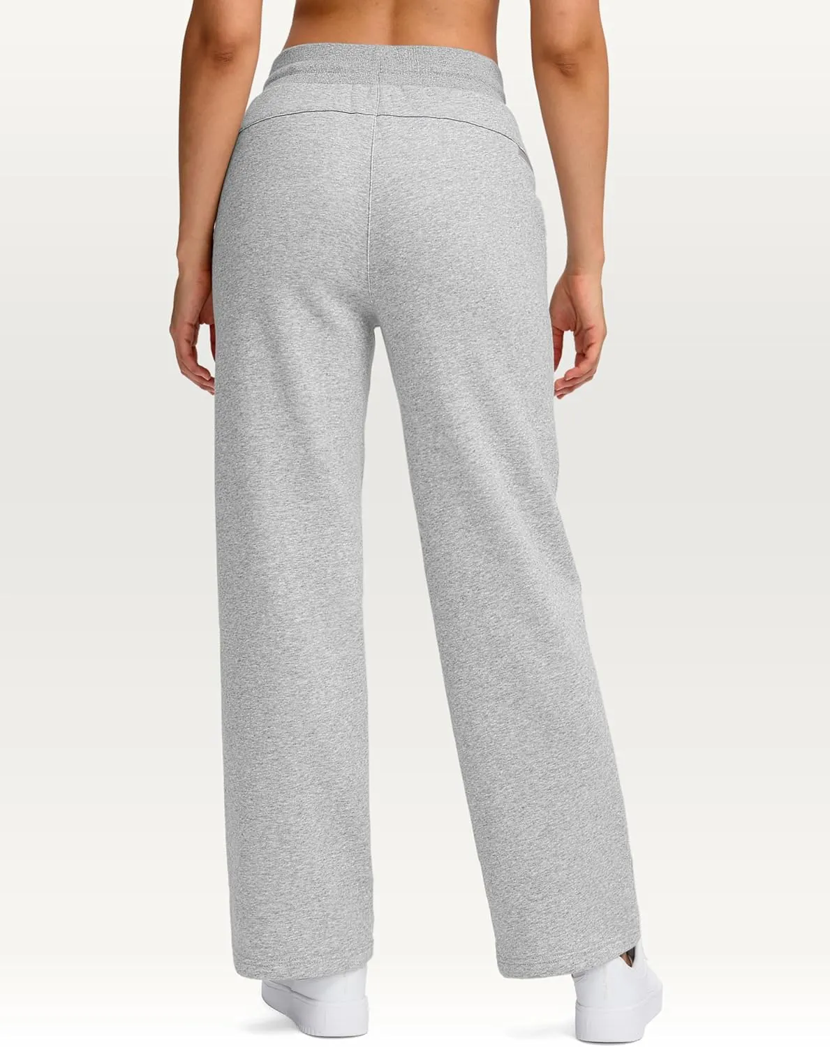 Women's Cotton Fleece Lined Straight leg Sweatpants with 3 Pocket 29" High Waisted Warm Sweatpants for Women