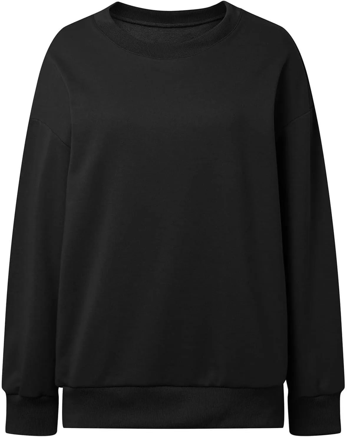 Womens Crew Neck Oversized Sweatshirt with Pockets Long Sleeve Pullover Cotton Hoodies Casual Tops Winter 2025