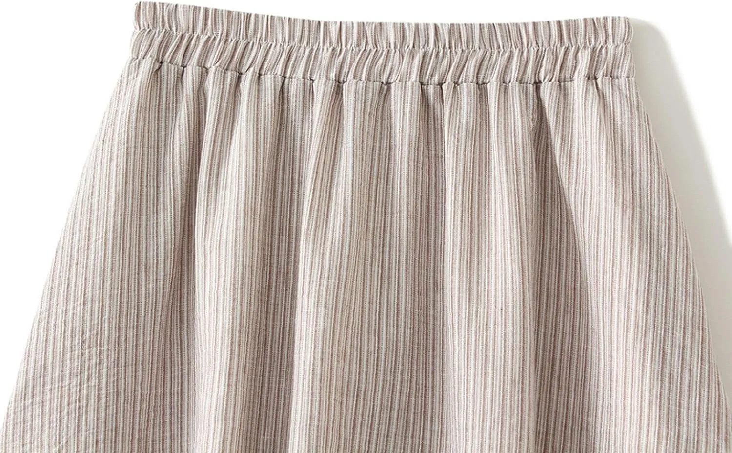 Women's Elegant Striped Midi Skirt High-Waisted Flowy Skirt with Lace Trim for Summer Casual Vacation