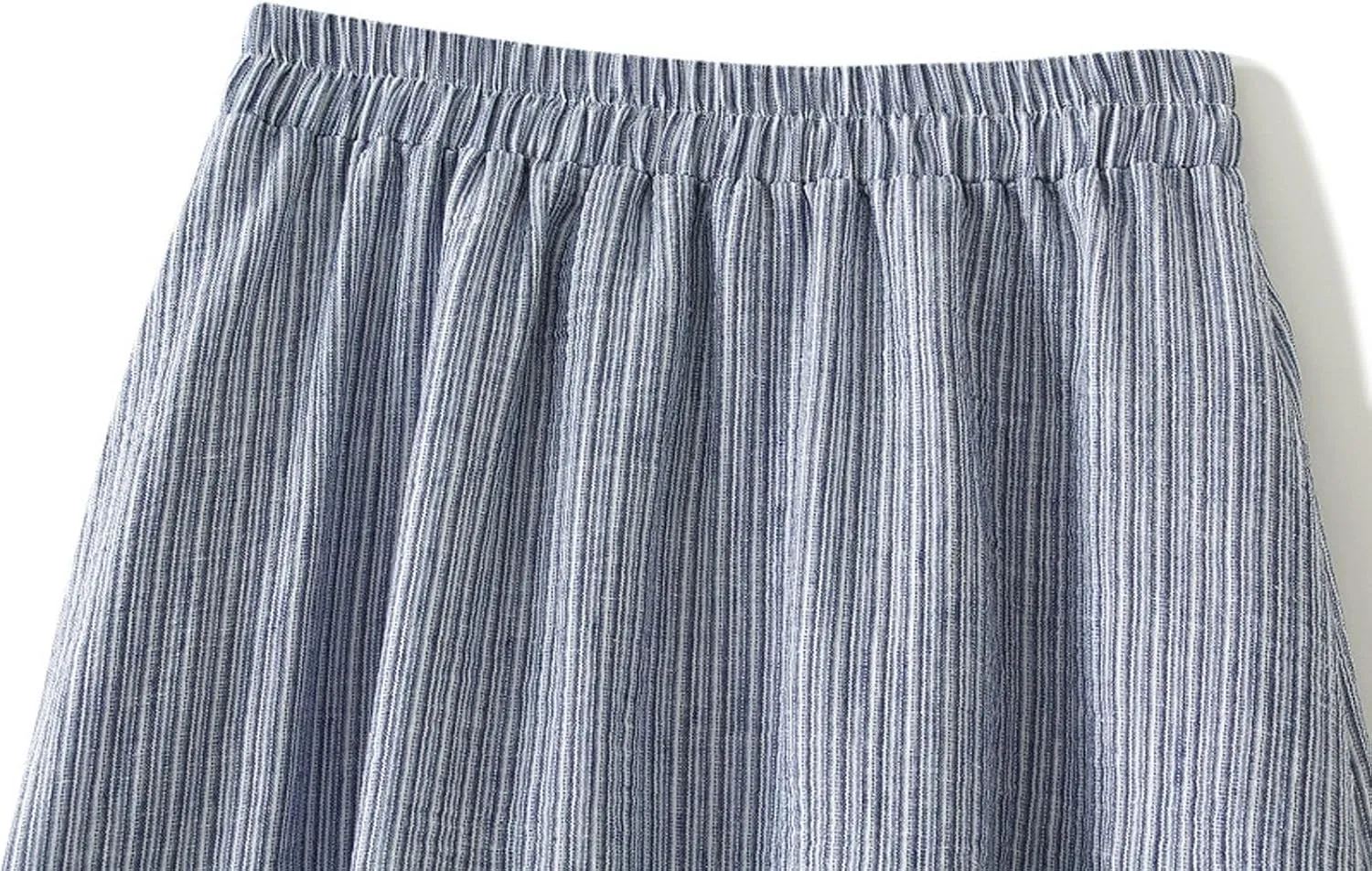 Women's Elegant Striped Midi Skirt High-Waisted Flowy Skirt with Lace Trim for Summer Casual Vacation
