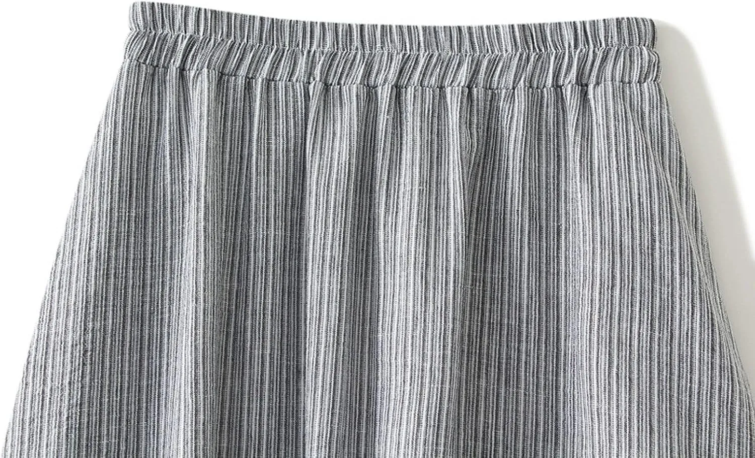 Women's Elegant Striped Midi Skirt High-Waisted Flowy Skirt with Lace Trim for Summer Casual Vacation