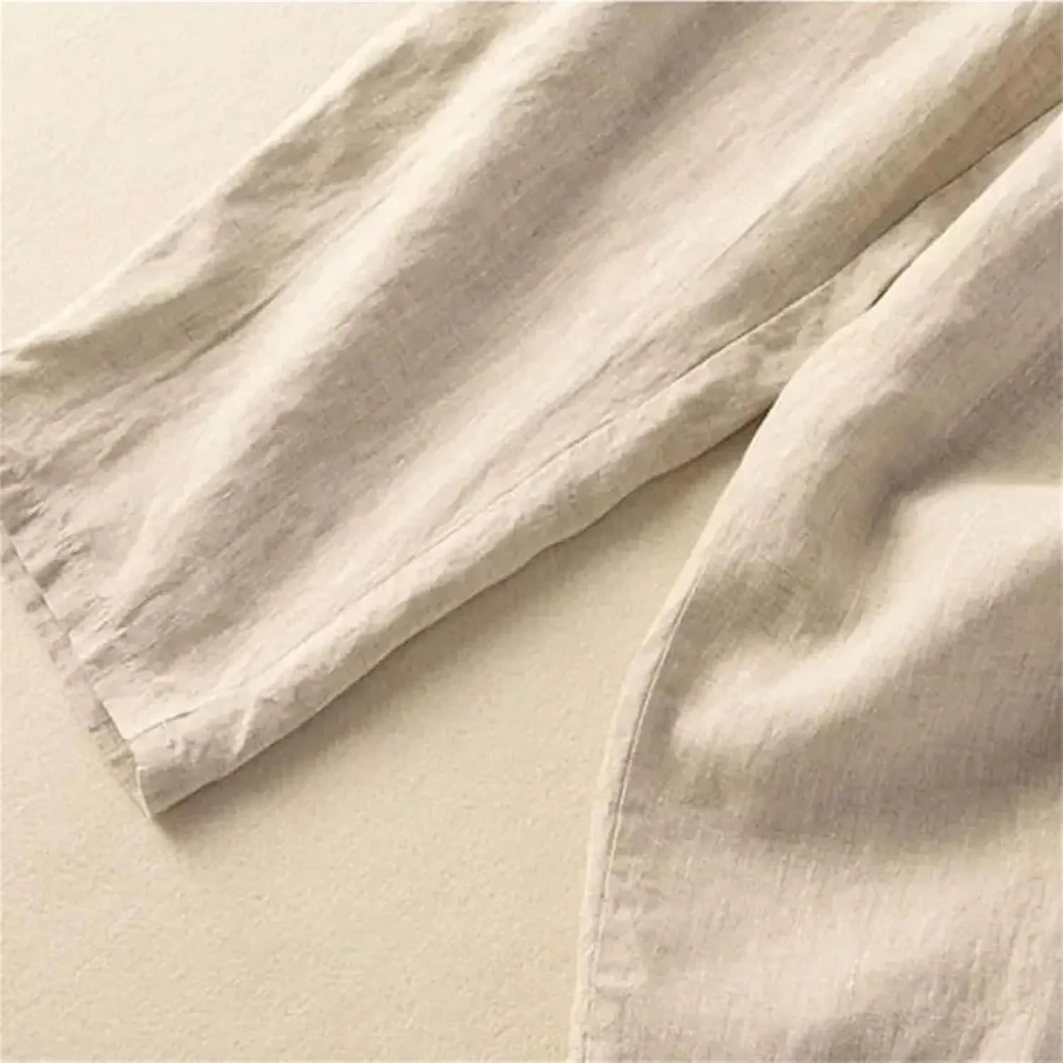 Women's Embroidery Linen Casual Trousers Elastic High Waist Loose Harem Pants