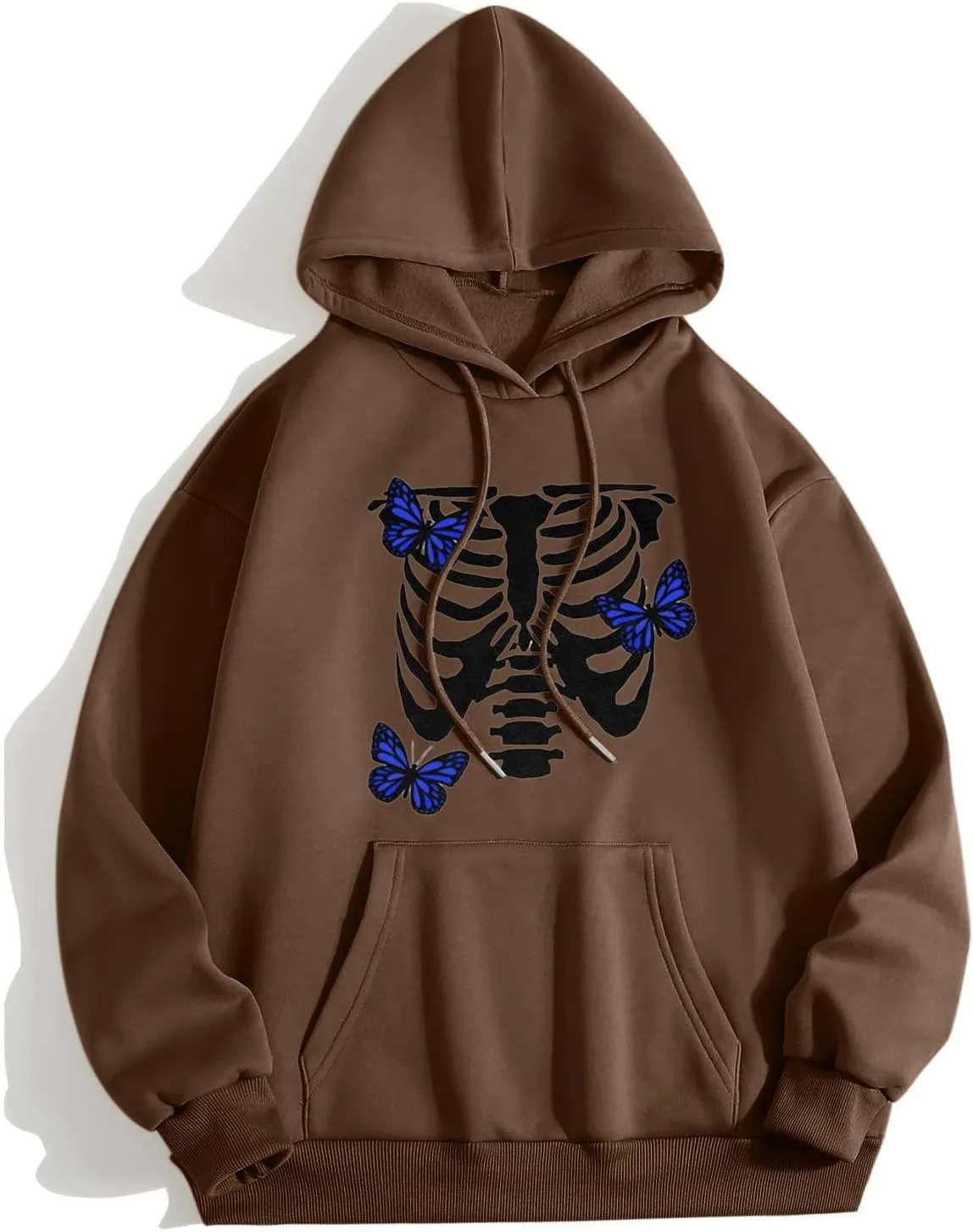 Womens Fall Oversized Print Hoodies Fleece Long Sleeve Sweatshirts Drawstring Pullover with Pocket Casual Outfits