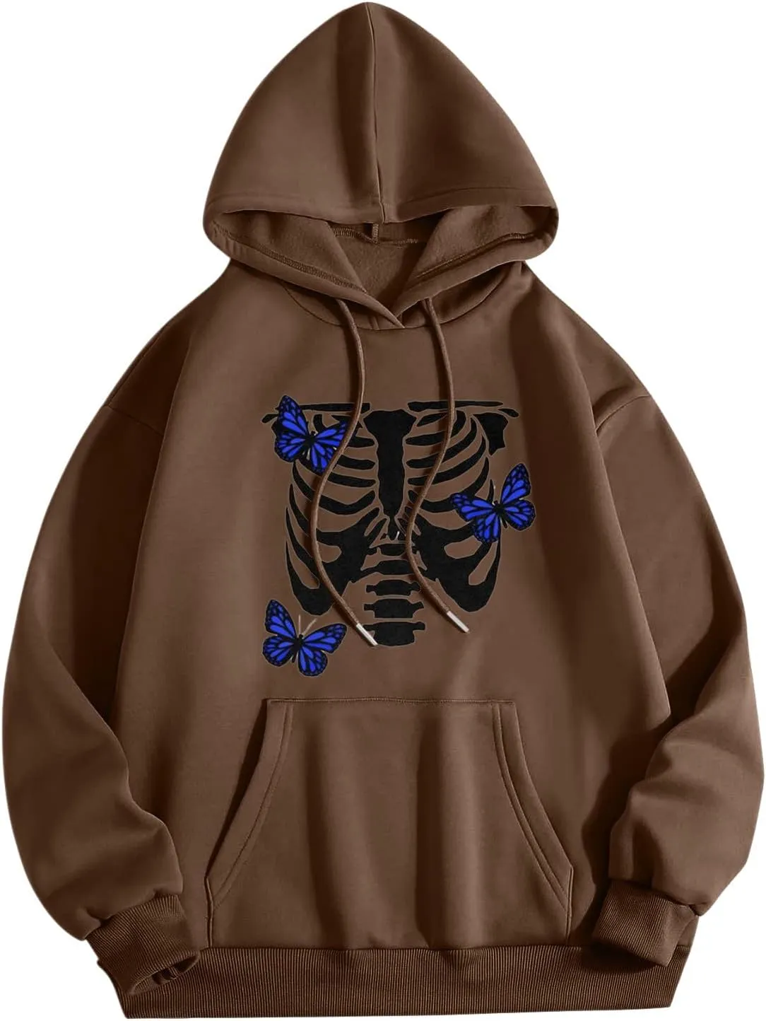 Womens Fall Oversized Print Hoodies Fleece Long Sleeve Sweatshirts Drawstring Pullover with Pocket Casual Outfits