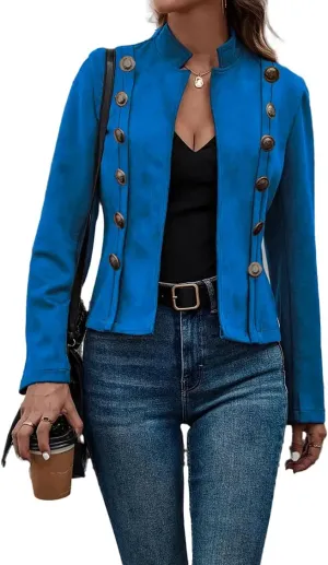 Women's Faux Suede Jackets 2025 Fall Casual Business Long Sleeve Open Front Cropped Blazer Jacket Coat