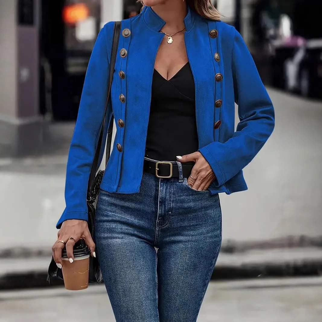 Women's Faux Suede Jackets 2025 Fall Casual Business Long Sleeve Open Front Cropped Blazer Jacket Coat