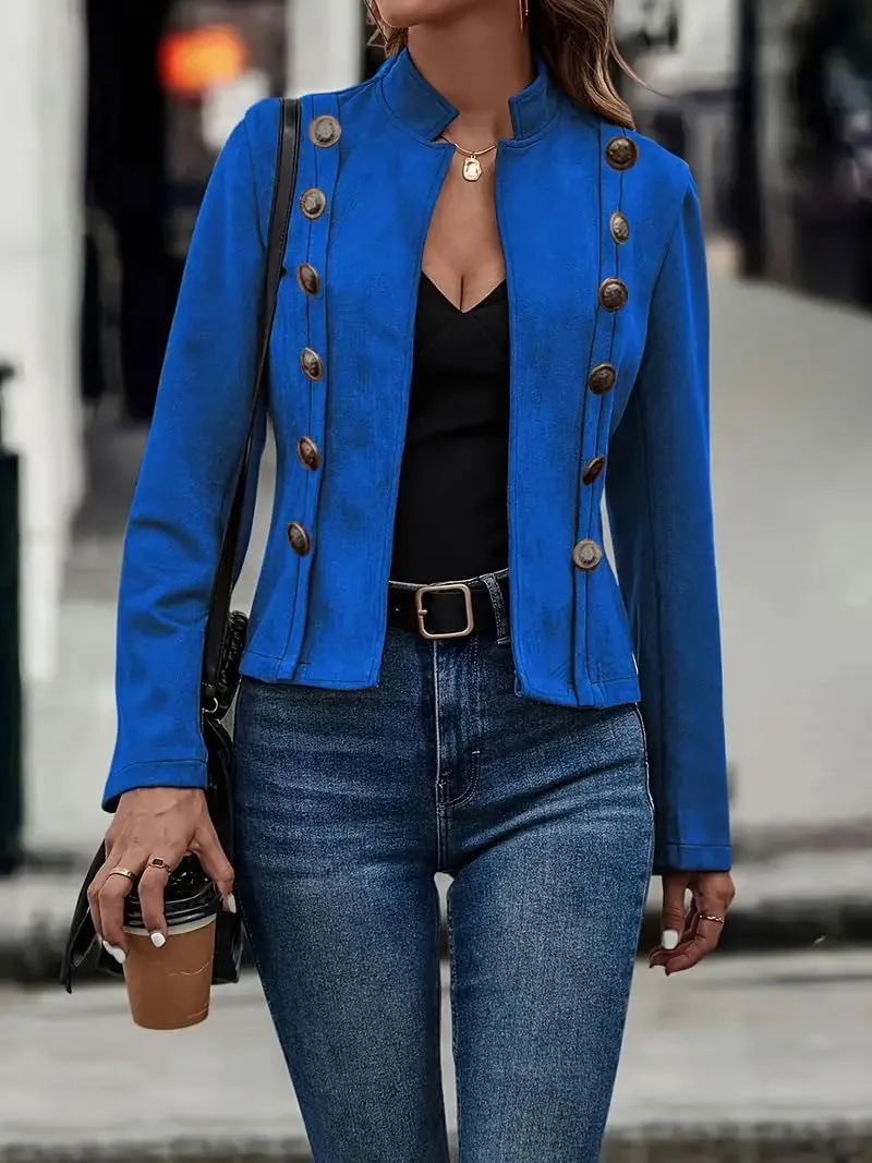 Women's Faux Suede Jackets 2025 Fall Casual Business Long Sleeve Open Front Cropped Blazer Jacket Coat
