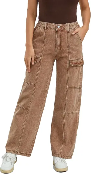 Womens High Waist Baggy Cargo Jeans Big Flap Pocket Relaxed Fit Straight Wide Leg Y2K Fashion Jeans