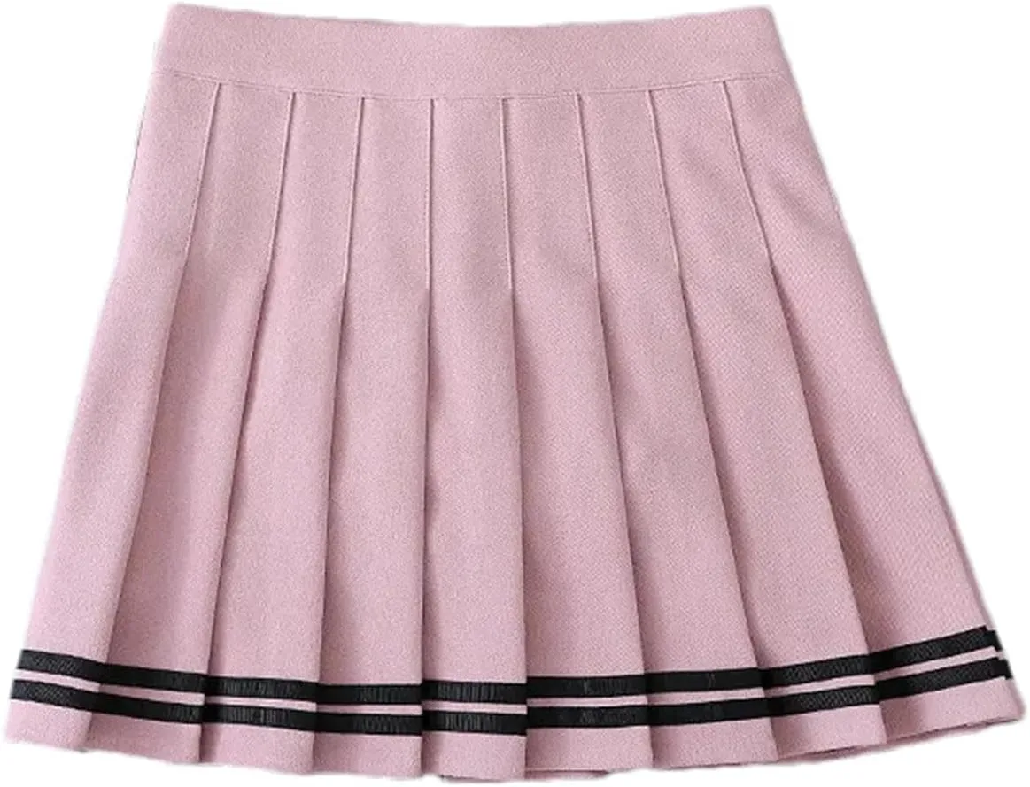 Women's High-Waisted Pleated Mini Skirt  Elastic Waist Skort for Summer School Workout Golf Running