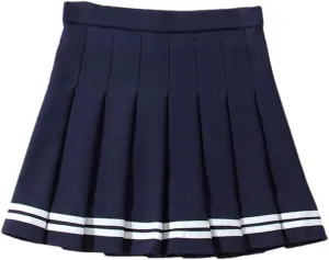 Women's High-Waisted Pleated Mini Skirt  Elastic Waist Skort for Summer School Workout Golf Running