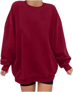 Womens Hoodies Oversized Long Sleeve Casual Shirts Soild Lightweight Pullover Sweatshirt Fall Fashion Clothes 2024