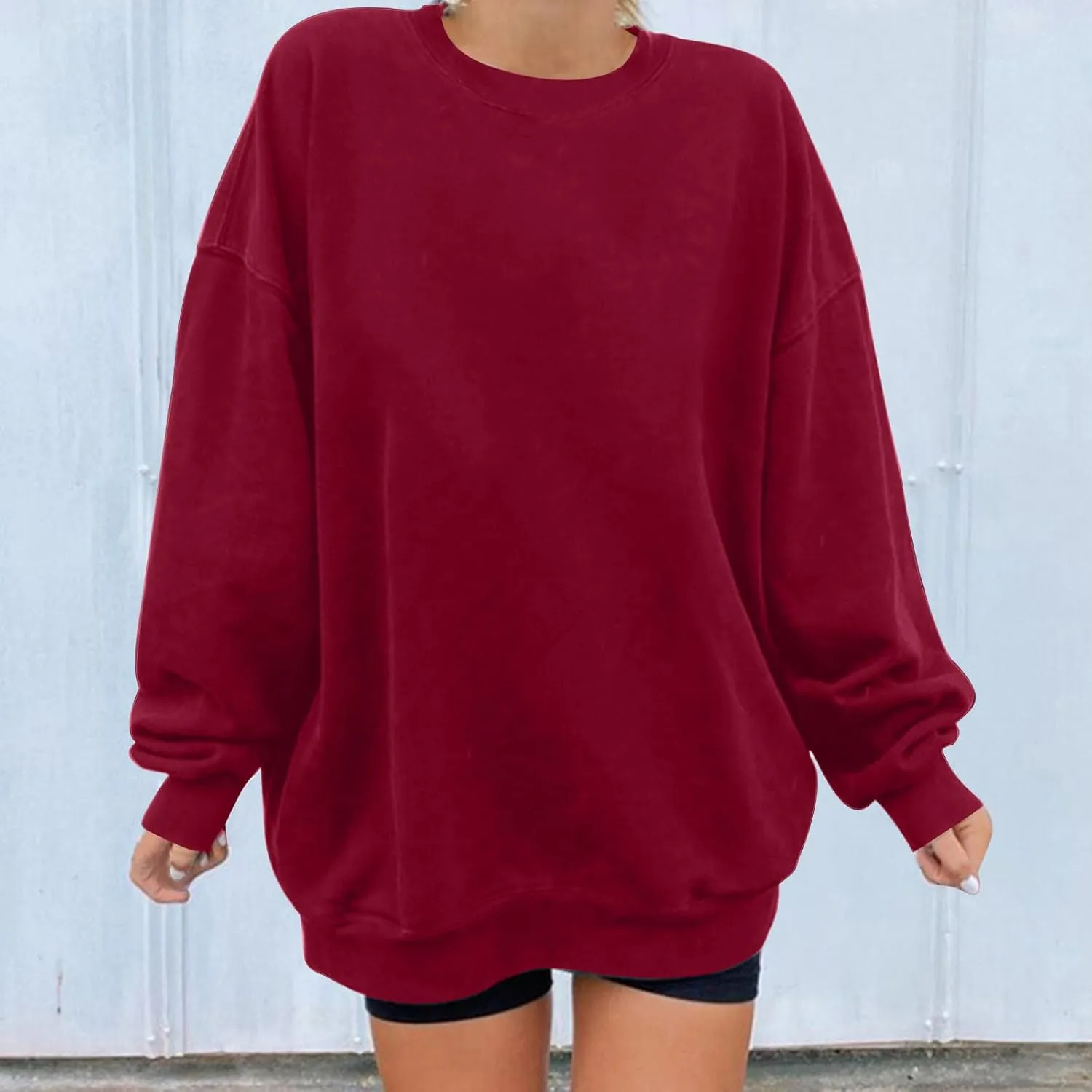 Womens Hoodies Oversized Long Sleeve Casual Shirts Soild Lightweight Pullover Sweatshirt Fall Fashion Clothes 2024