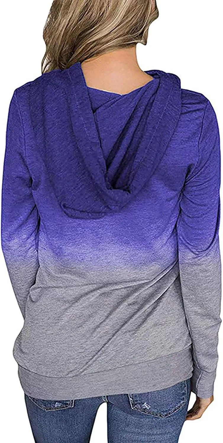 Women's Long Sleeve Tops, Tie Dye Sweatshirt, Zip Up Hoodie Oversized-Sweatshirts Pullover