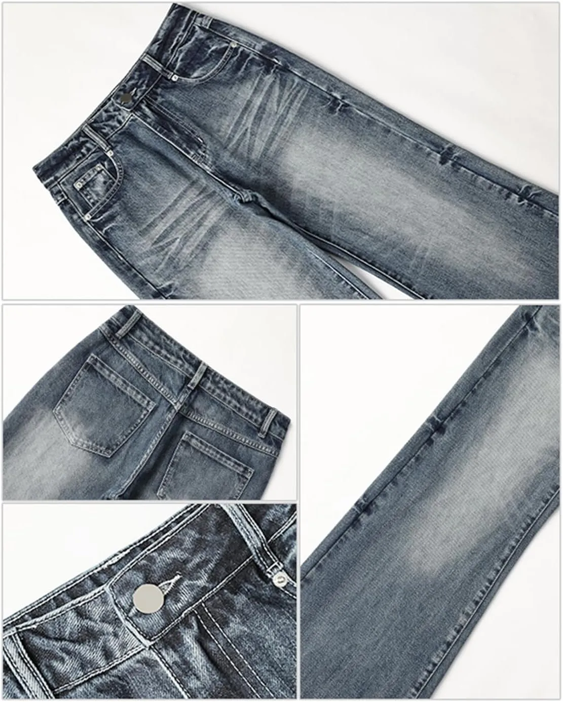 Women's Low Rise Wide Leg Flare Jeans Baggy Vintage 90s Bell Bottom Jeans Casual Loose Fit Boyfriend Denim Pants