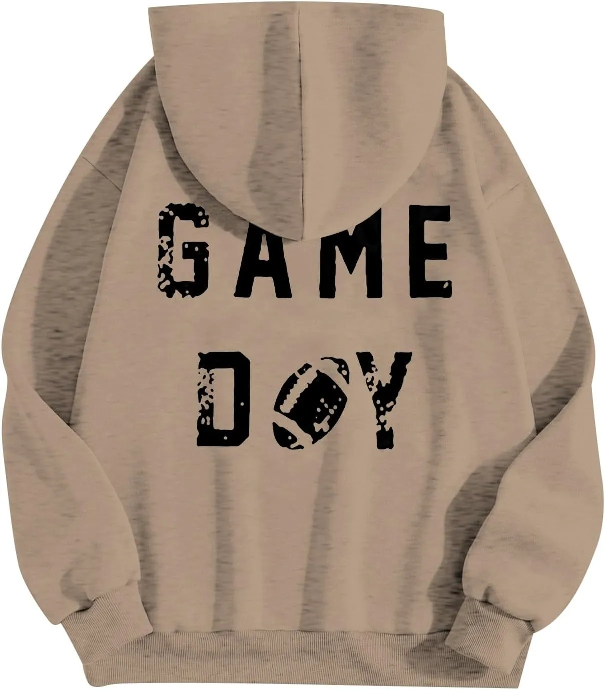 Women's Novelty Letter Print Zip Up Hoodies Hip Hop Basic Autumn Winter Oversized Baggy Drawstring Pullover with Pockets