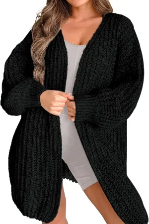 Womens Oversized Cute Waffle Chunky Knit Long Cardigan Fall 2024 Ladies Dressy Casual Open Front Sweater Cardigans