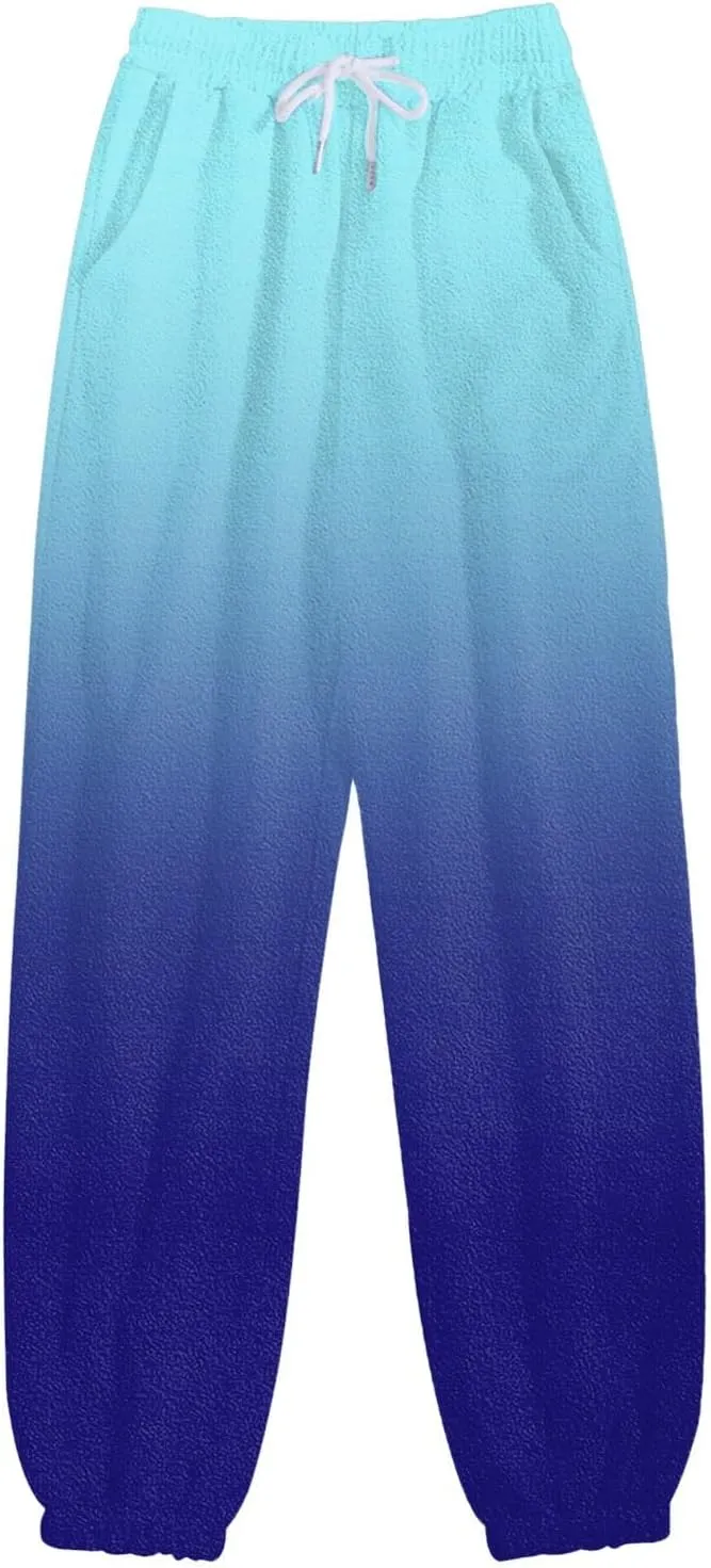 Womens Running Exercise Trousers Trendy High Waist Gradient Print Jogger Sweatpant Work Office High Waist Casual Pant
