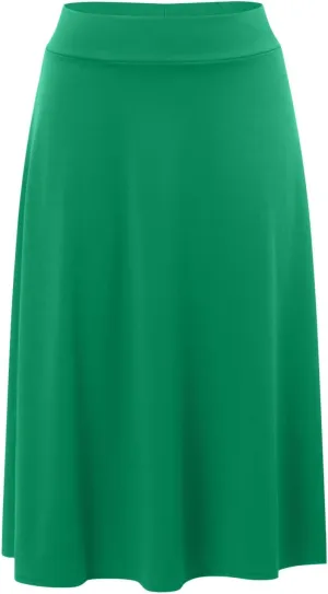 Women's Summer Boho Flowy Midi Skirt Lightweight Casual High Waisted Flared A Line Pull On Work Knee Length Skirts