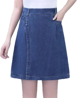 Women's Summer Thin Five Point Wide Leg Jeans Skirt Casual Loose High Waisted Pencil Jeans Short Skirt