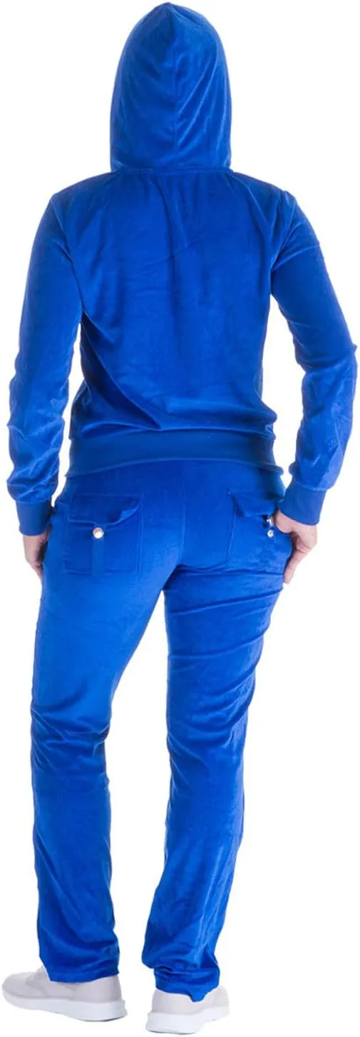 Womens Velour Tracksuit Set Knitted Two Piece Outfits Fashion Zip Up Hoody Sweatshirt and Sweatpants Sweat Suits Sets
