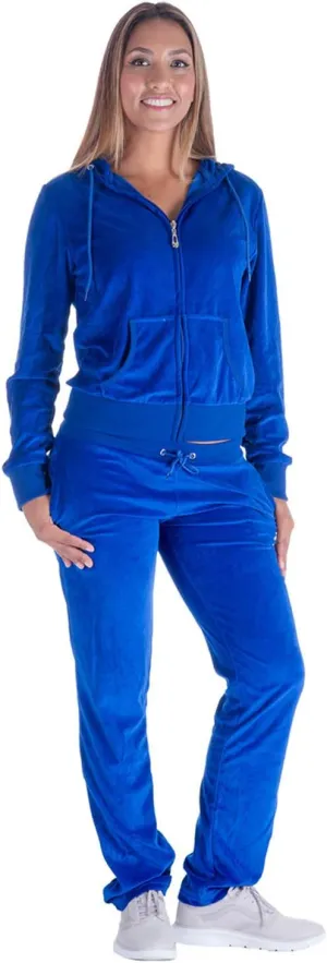 Womens Velour Tracksuit Set Knitted Two Piece Outfits Fashion Zip Up Hoody Sweatshirt and Sweatpants Sweat Suits Sets