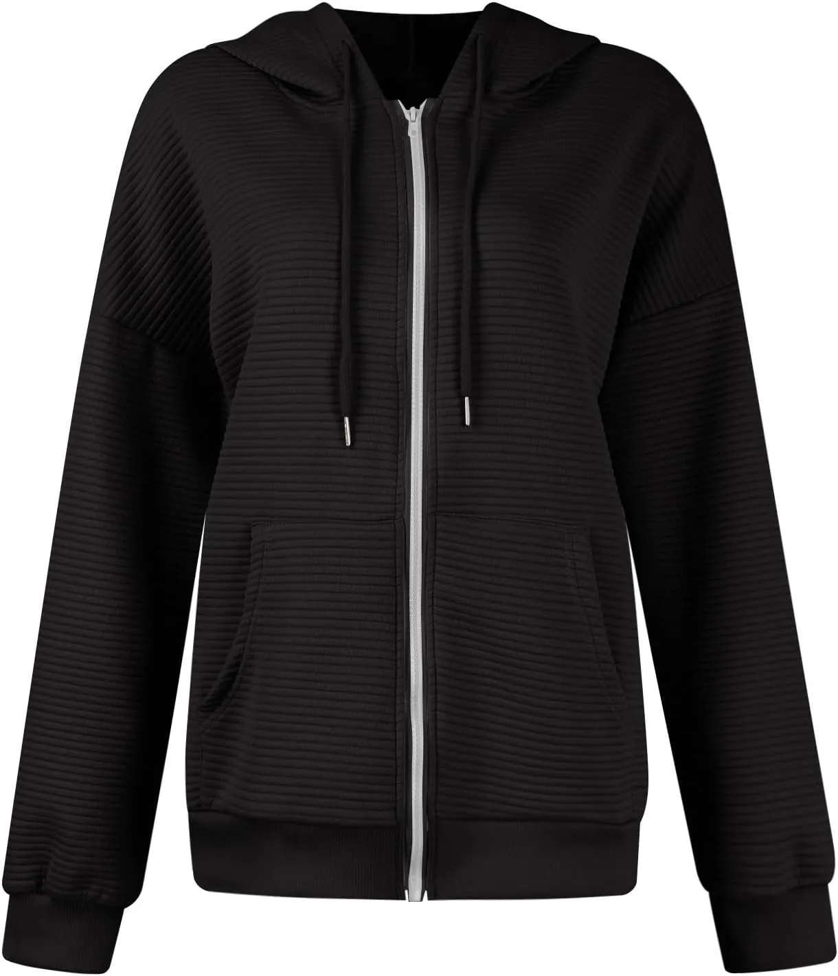 Womens Zip Up Hoodies Y2k Long Sleeve Fall Oversized Sweatshirts Preppy Cute Hoodies Drawstring Jackets with Pockets