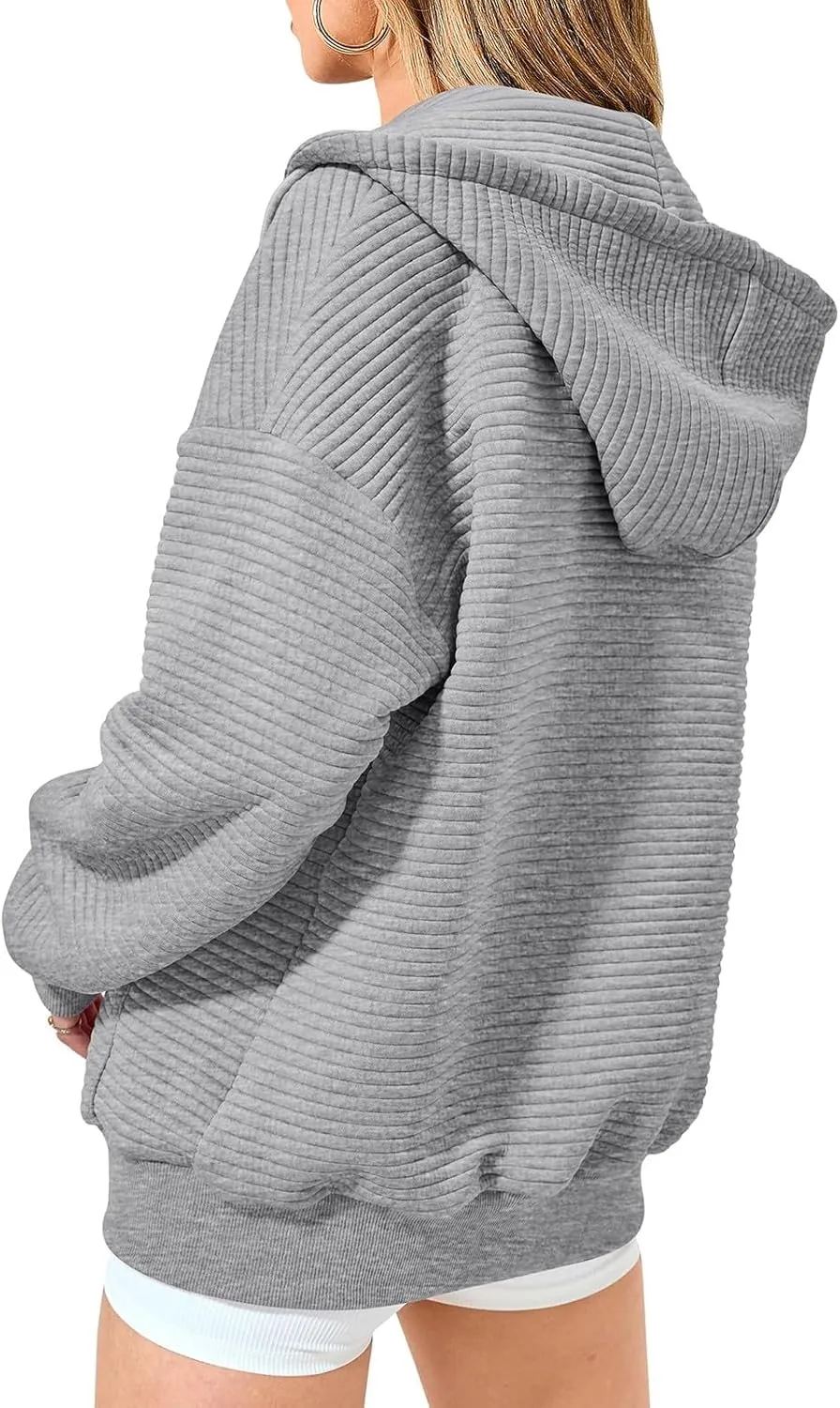 Womens Zip Up Hoodies Y2k Long Sleeve Fall Oversized Sweatshirts Preppy Cute Hoodies Drawstring Jackets with Pockets