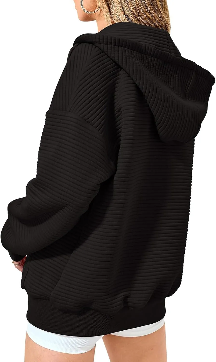Womens Zip Up Hoodies Y2k Long Sleeve Fall Oversized Sweatshirts Preppy Cute Hoodies Drawstring Jackets with Pockets