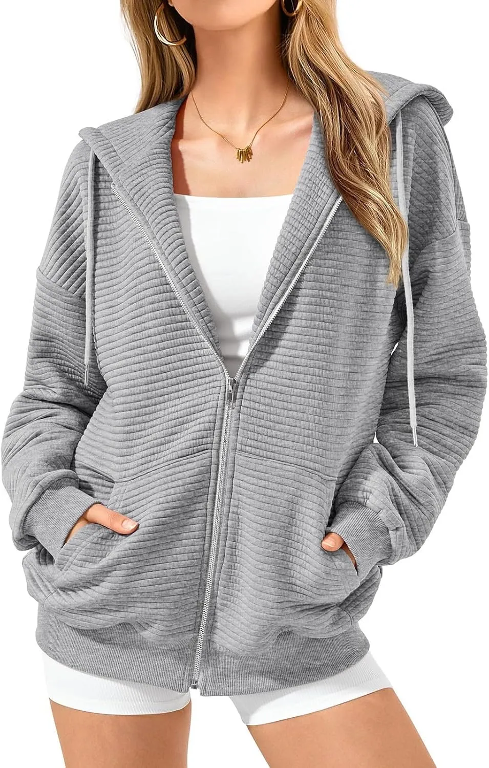 Womens Zip Up Hoodies Y2k Long Sleeve Fall Oversized Sweatshirts Preppy Cute Hoodies Drawstring Jackets with Pockets