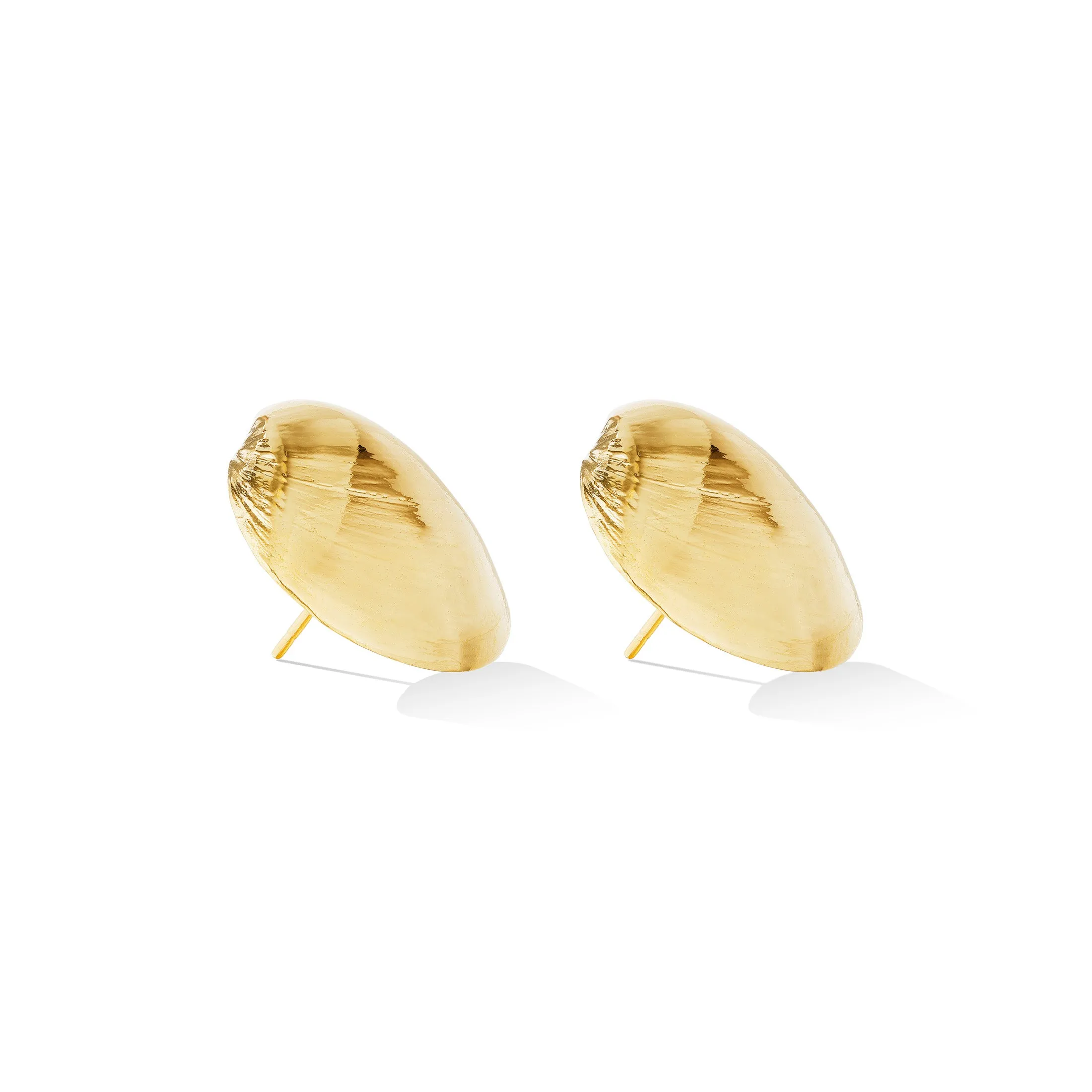 Yellow Gold Large Shell '70s Stud Earrings