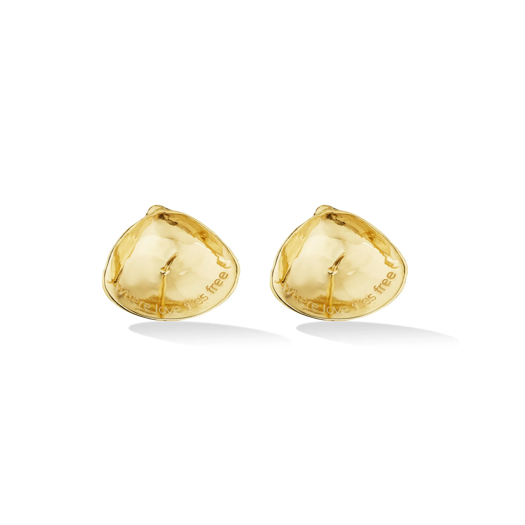 Yellow Gold Large Shell '70s Stud Earrings