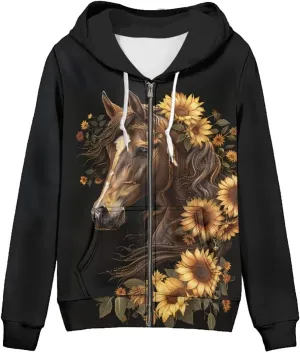 YEXIATODO Casual Hoodie for Women Zipper Hooded Sweatshirt Pullover with Pocket