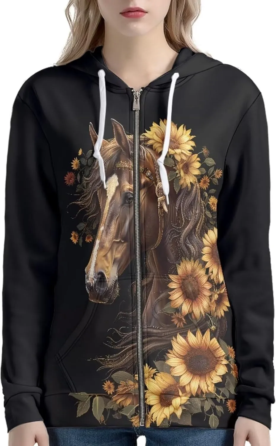 YEXIATODO Casual Hoodie for Women Zipper Hooded Sweatshirt Pullover with Pocket