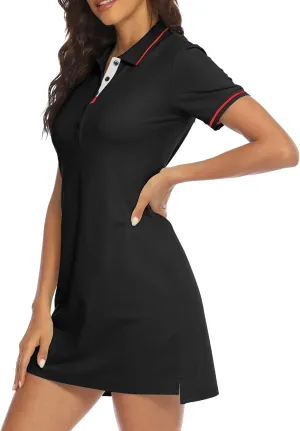 YSENTO Women Tennis Dress Short Sleeve UPF 50  Activewear Athletic Polo Golf Dresses