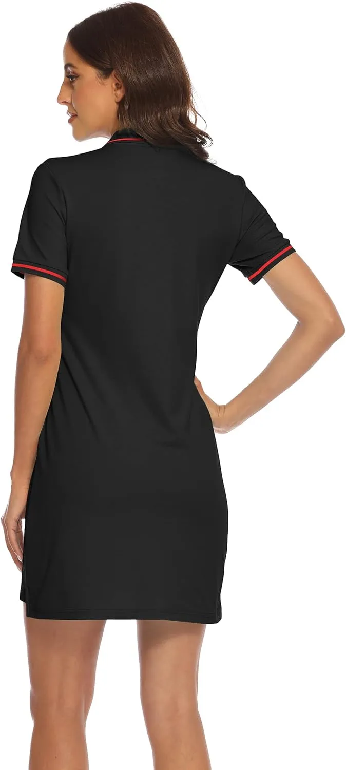 YSENTO Women Tennis Dress Short Sleeve UPF 50  Activewear Athletic Polo Golf Dresses